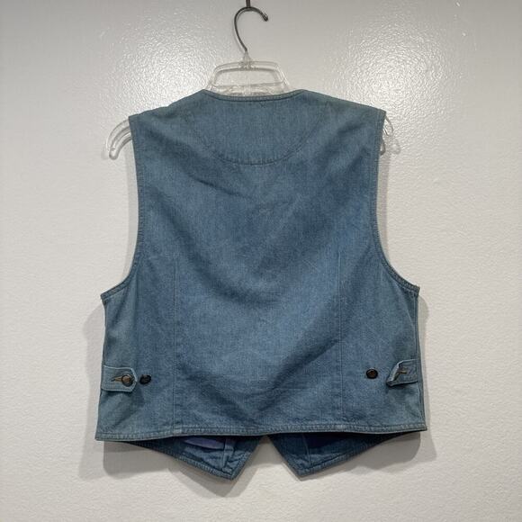 Vintage Liz Wear Embroidered Floral Denim Vest Women’s Size Small Western Boho - Picture 4 of 7